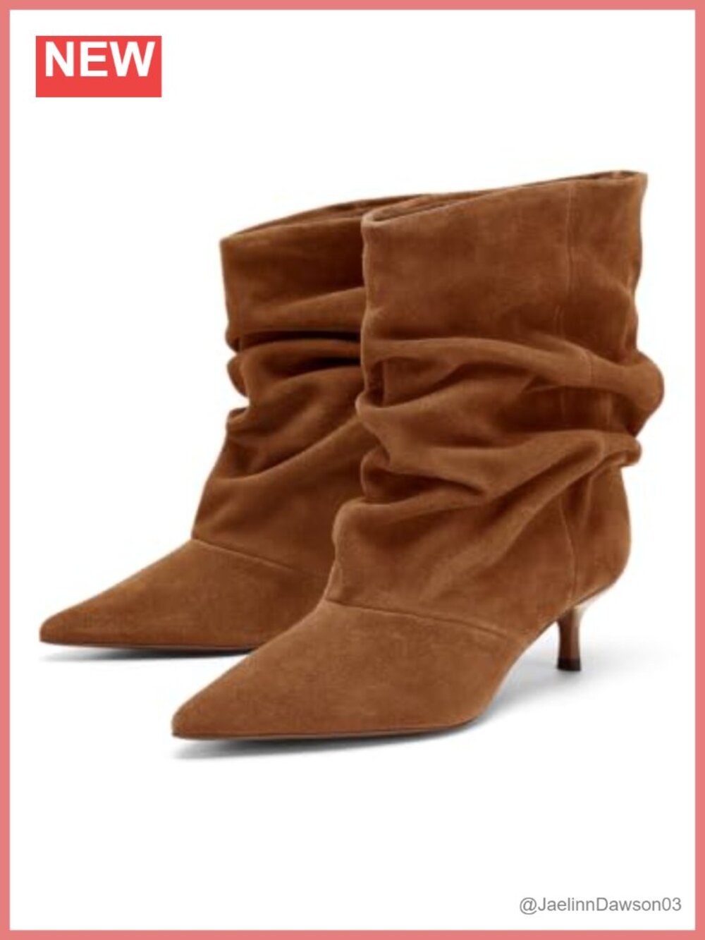 Slouchy Ankle Boots Kitten Heel Pointed Toe Pull On Faux Suede Booties